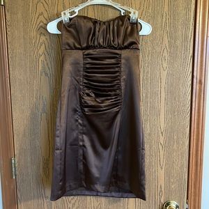 Brown cocktail dress strapless